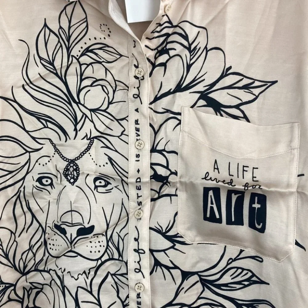 Me369 Scarlett Tattoo Print Silk Shirt - Picture 9 of 12